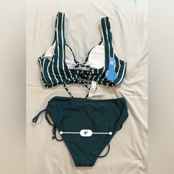 Cupshe Green and White Striped Bikini - Picture 7 of 11